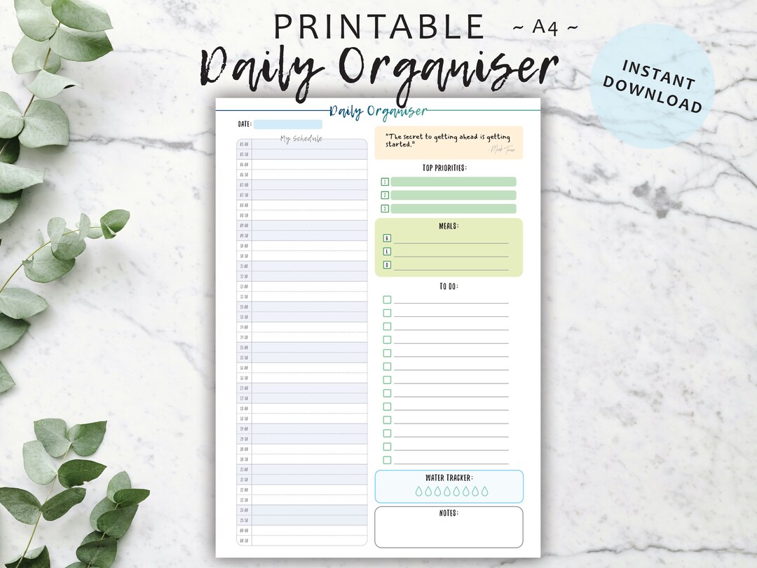 Printable Daily Organiser Productivity Planner Daily - Etsy