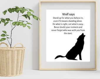 Wolf Advice Print: Spirit Animal Wall Art (Digital Download)