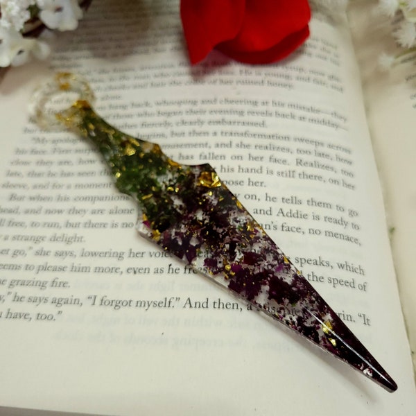 Rose Petal Kunai Japanese Resin Fairy Dagger Knife Dried Flower Dagger Ritual Knife Athame Letter Opener Cottagecore Forest Witch Aesthetic