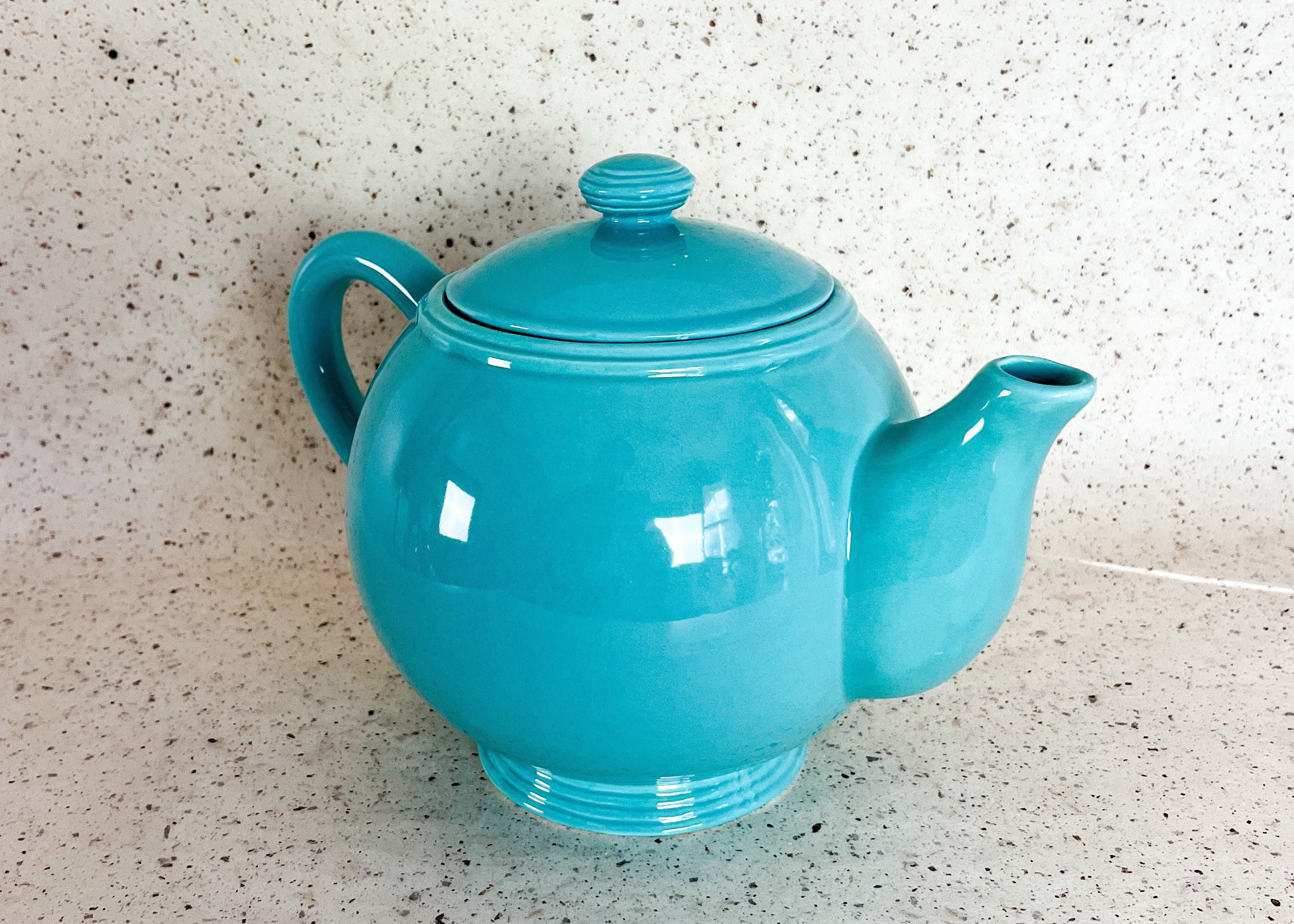 Ceramic Cracker Barrel 1990s Teapot in Teal Turquoise Etsy