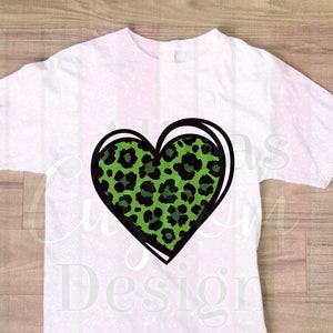 Green Heart Cheetah Print SVG PNG, Cricut, St. Patricks Day, Sublimation Design, Silhouette