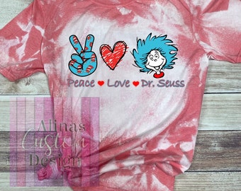 Peace Love Dr. Seuss PNG, Fichier numérique instantané, Peace Love Sublimation Design, Dr. Seuss Celebration, Dr. Seuss Shirt, Teacher Life
