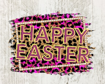 Happy Easter PNG, imprimé léopard Pâques, Sublimation Design, Instant Download Png, Easter Clipart,