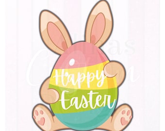 Happy Easter PNG, Lapin mignon, Oeuf de Pâques, Pâques arc-en-ciel, Sublimation PNG, Téléchargement numérique