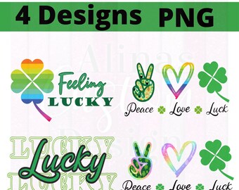St. Patrick’s Day PNG Bundle, Feeling Lucky PNG, Shamrock PNG, Chemise de la Saint-Patrick, Peace Love Luck , Feling Lucky, Sublimation, Cricut