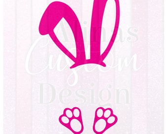Bunny Ears and Feet PNG SVG, Cute Pink Bunny, Pâques, Happy Easter, Sublimation PNG, Bunny Split Png, Bunny Face, Téléchargement numérique, cricut