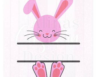 Bunny PNG, Lapin rose mignon, Oeuf de Pâques, Joyeuses Pâques, Pâques, Sublimation PNG, Bunny Split Png, Visage de lapin, Téléchargement numérique, cricut