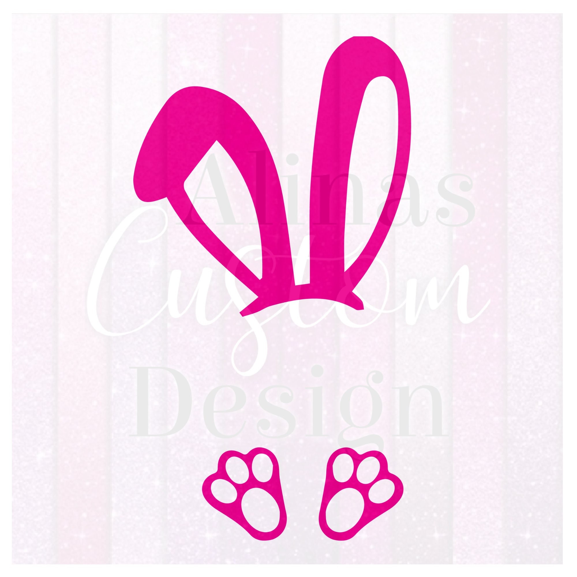 Bunny Ears and Feet PNG SVG, Cute Pink Bunny, Easter, Happy Easter ...