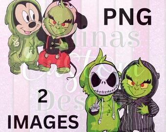 Le Grinch png, Nightmare Before Christmas png, téléchargement numérique, Mickey png, Cricut png, T-shirt png, Grinch Bundle, Noël effrayant