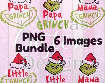 Le Grinch png, Joyeux Grinchmas png, Téléchargement numérique, Mama Papa Little Grinch png, Cricut png, T-shirt png, Grinch Bundle, Famille png
