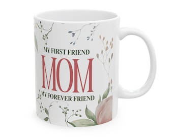 Floral Mother's Day Mug, My First Mother's Day Gift, Personalized Ceramic Cup, Mom Gifts, Family Celebration Decor