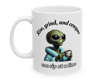 Inspirational Ceramic Mug - Rise and Conquer, Motivational Gift for Her, Funny Coffee Cup, Empowering Kitchenware, Perfect for Birthdays