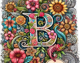 Floral Alphabet Coloring Book: Relaxing Letter Pages (Digital Download)