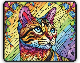 Colorful Cat Gaming Mouse Pad, Vibrant Desk Accessory for Cat Lovers, Perfect Gift for Gamers, Unique Home Decor, Fun Office Supply