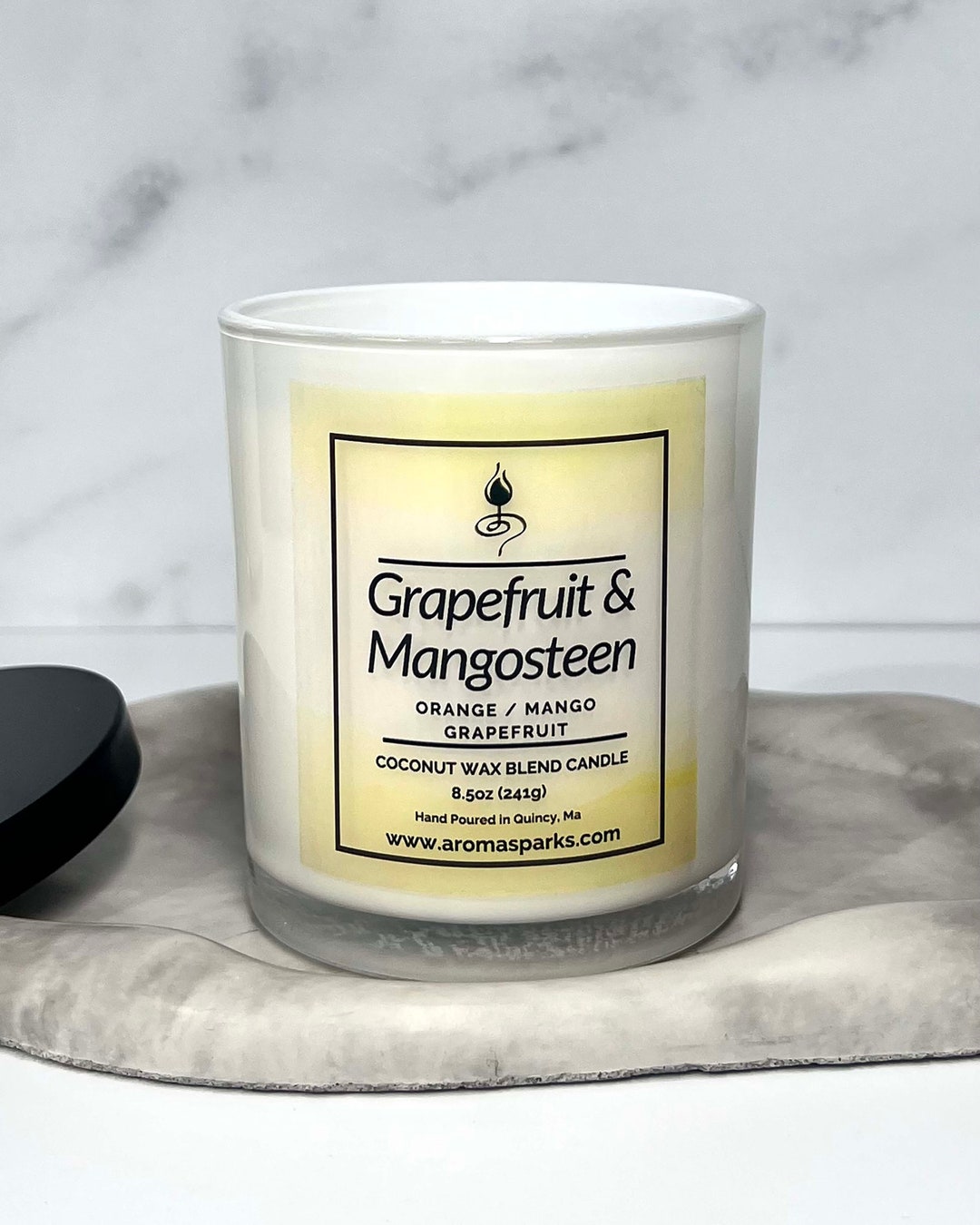 Grapefruit & Mangosteen 8.5 Oz Glass Jar Candle Lid Natural Etsy