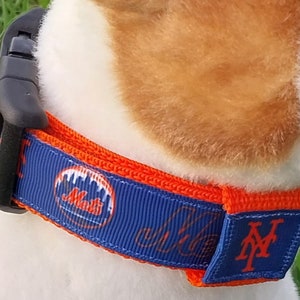 Baseball Fans - Design inspired by NY Mets Pet Collars, Harnesses, and Leashes - Made in USA,