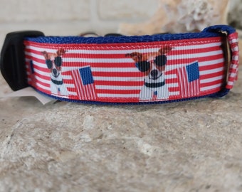 Perro patriótico genial con collares, arneses y correas para mascotas con diseño de sombras, fabricados en EE. UU.