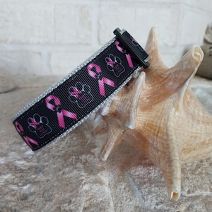 Breast Cancer Bark for a Cure Design Pet Collars, Harnesses, Lanyards & Leashes - Made in USA,