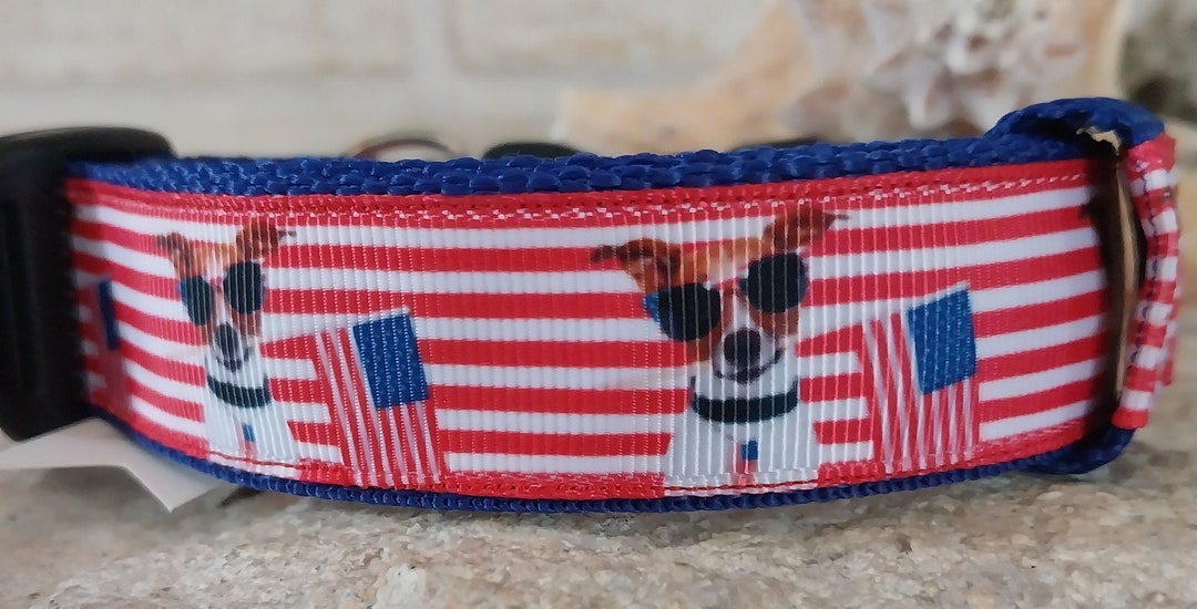 Patriotic Pooch Pet Collar, USA Flag Dog Harness, American Made