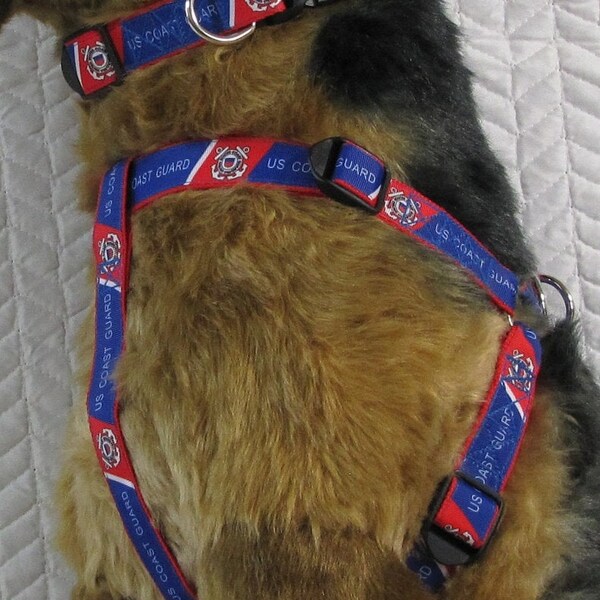 US Coast Guard Design Pet Collars, Harnesses, and Leashes - Made in USA