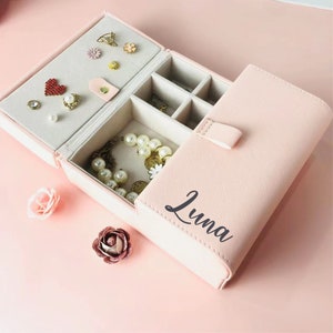 Personalized Vegan Leather Jewelry Box: Travel Storage Case