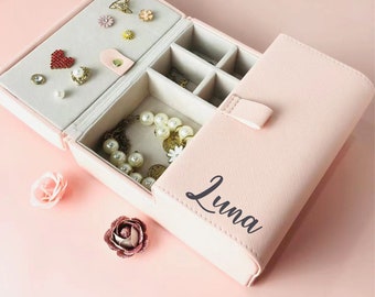 Personalized Vegan Leather Jewelry Box: Travel Storage Case