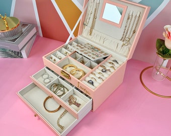 Large Jewelry Box for Women, Personalized Jewelry Organizer Box