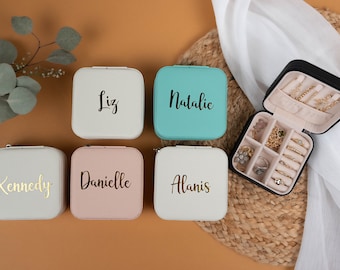 Travel Jewelry Box, Personalized Bridesmaid Proposal Gift, Jewelry Organizer Box for Women Girls, Travel Jewelry Storage Case