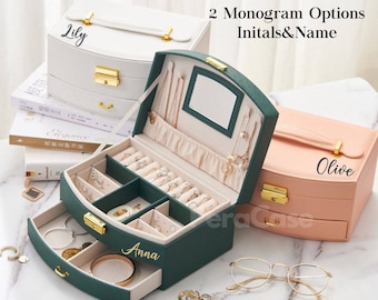 Personalized Jewelry Box for Women Girls | Valentines Gift, Jewlery Box, Jewelry Organizer Box, Large Jewellery Box | Mom Gift for Her