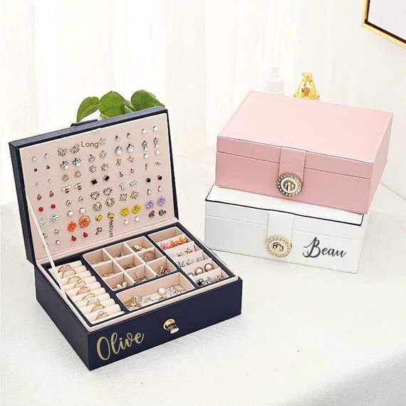 Jewelry Organizer Box 3 Layers, Personalized Jewelry Box for Women Girls, Jewelry  Organizer, Earring Holder Storage Case 