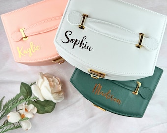 Vegan Leather Jewelry Box: 3-Layer Travel Organizer with Mirror