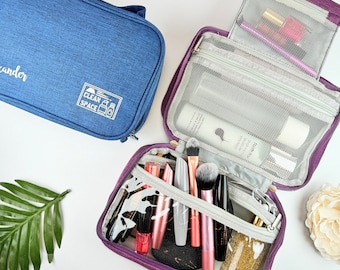 Personalized Hanging Toiletry Bag for Women, Bridesmaid Gift, Large Cosmetic Bag, Dopp Kit, Travel Make Up Bag, Make-Up Beauty Organizer