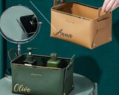 Leather Storage Basket, Foldable Storage Container, Decorative Bin, Personalized Large Home Organizer, Modern Home Storage Box, Jewelry tray