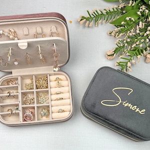 Custom Jewelry Box for Women Girls • Jewlery Storage Box • Christmas Gifts for Her • Premium Velvet Jewellery Travel Case • Bridesmaid Gift