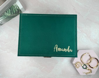 Personalized Large Jewelry Box for Women, Jewelry Organizer Box 2 Layers, Velvet Jewellery Box, Jewelry Travel Box, Jewelry Storage Case