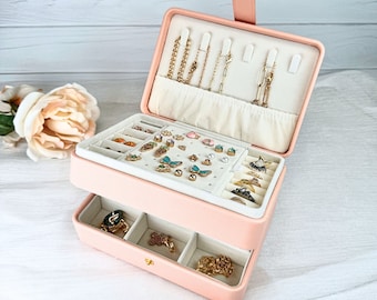 Bridesmaid Gifts Jewelry Box | Large Jewelry Box | Travel Jewelry Box Case| Personalized Jewelry Organizer Storage Box | Gift for Her