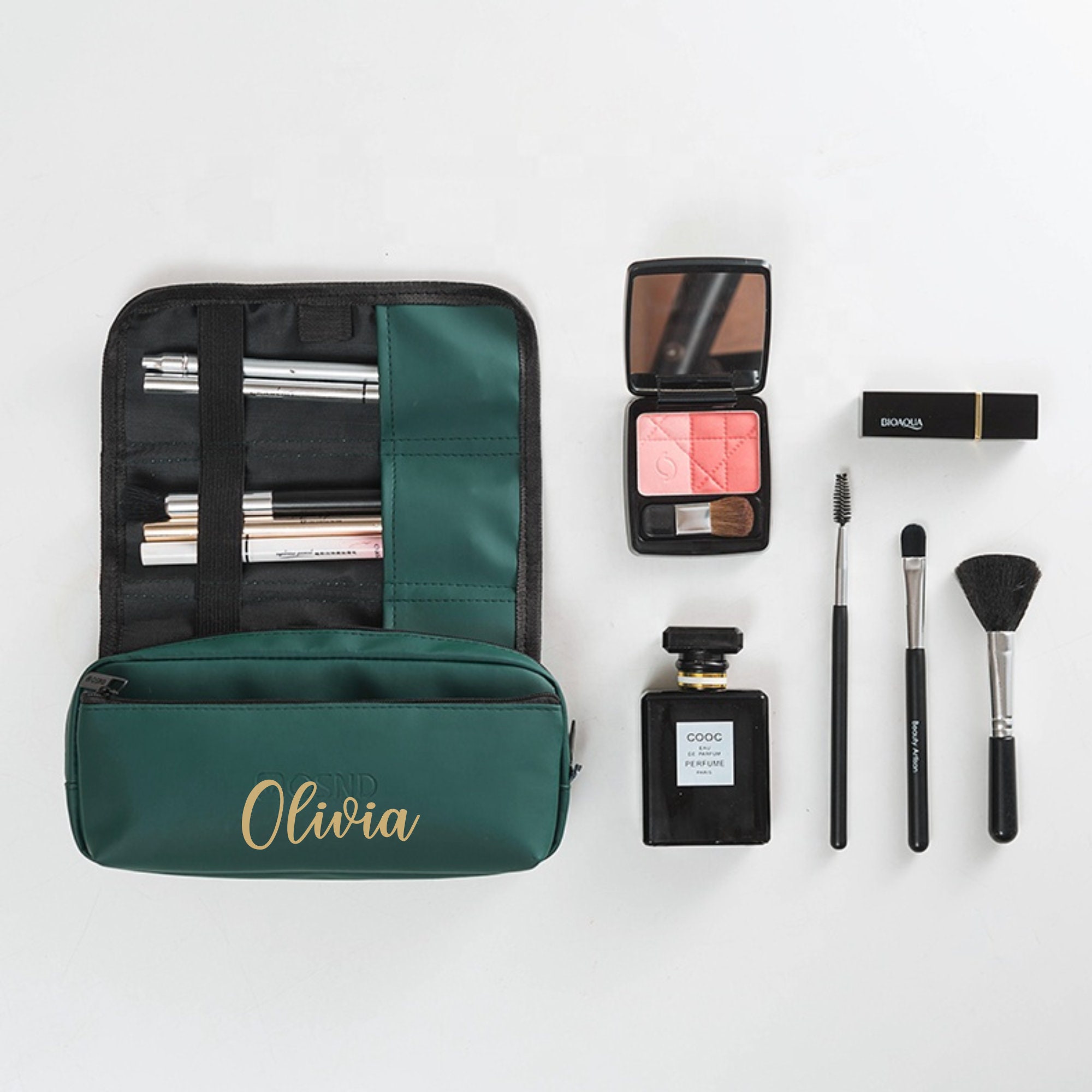 Small Cylinder Cosmetic Bag for Women Waterproof Portable Travel Makeup Bag  Make Brush Bag