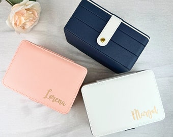 Personalized Vegan Leather Jewelry Box: Travel Storage Case
