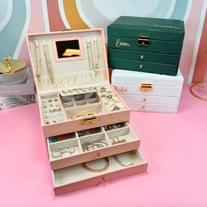 Jewelry Box for Women Girls | Personalized Large Jewelry Organizer Box | Jewellery Box | Travel Jewelry Organizer, Jewelry Travel Box Case