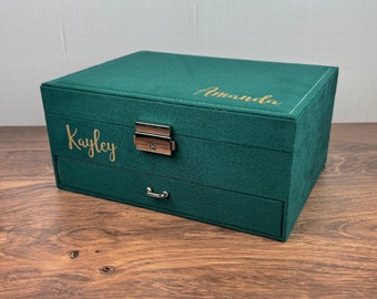 Personalized Velvet Jewelry Box: Vintage Style, Large Storage, Ring, Bracelet, Necklace Organizer