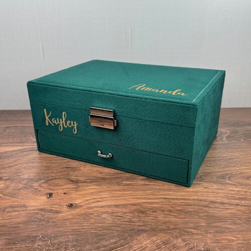 Personalized Velvet Jewelry Box for Women, Vintage Jewelry Box
