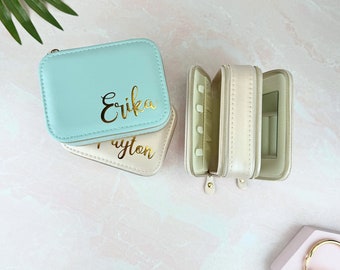 Travel Jewelry Case, Bridesmaid Gifts, Personalized Gifts for Women, Birthday Gifts for Her, Jewelry Box, Leather Jewelry Organizer