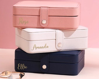 Personalized Jewelry Box for Women Girls, Jewelry Organizer Box 2 Layers, Travel Jewelry Organizer, Jewlery Storage Case, Earring Holder