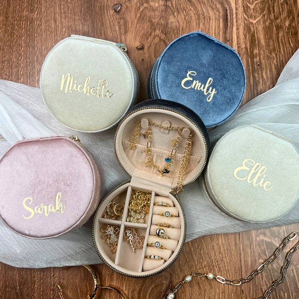 Custom Jewelry Box • Bridesmaid Gifts with Personalized Name, Christmas Gift, Wedding Gift, Travel Jewelry Box, Birthday Gift For Her