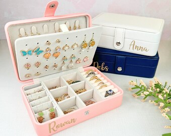 Jewelry Box for Women Girls, Personalized Bridesmaid Gifts, Travel Jewelry Organizer Box, Jewelry Storage Case, Jewellery Box Earring Holder