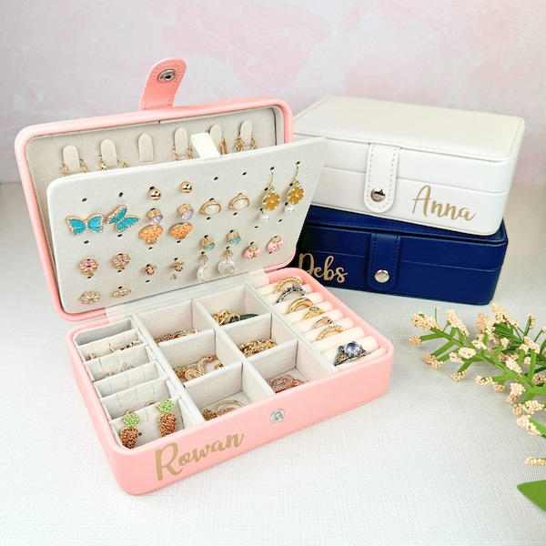 Jewelry Box for Women Girls, Personalized Bridesmaid Gifts, Travel Jewelry Organizer Box, Jewelry Storage Case, Jewellery Box Earring Holder