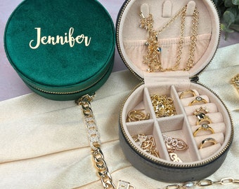 Custom Jewelry Box • Bridesmaid Gifts with Personalized Name, Christmas Gift, Wedding Gift, Travel Jewelry Box, Birthday Gift For Her