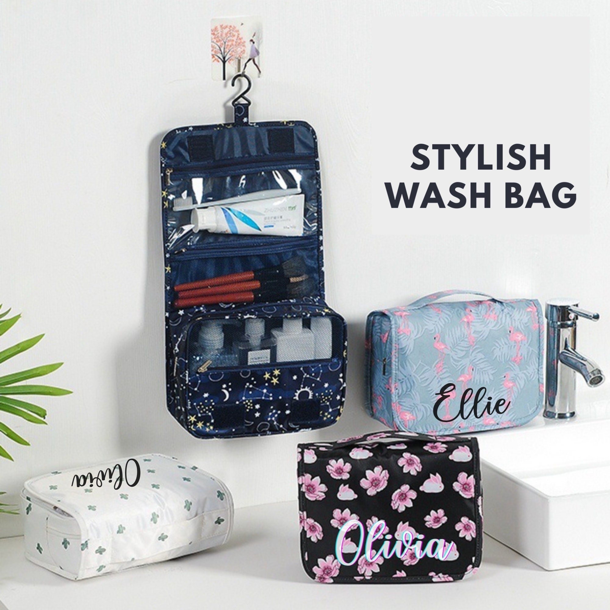 Hanging Toiletry Bag Travel Wash Bag Womens Cosmetic Bag Full Sized  Container UK
