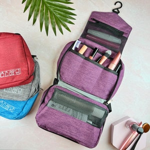 Personalized Hanging Toiletry Bag for Men and Women, Large Cosmetic Bag, Dopp Kit, Travel Make Up Storage Bag, Make-Up Beauty Organizer image 1