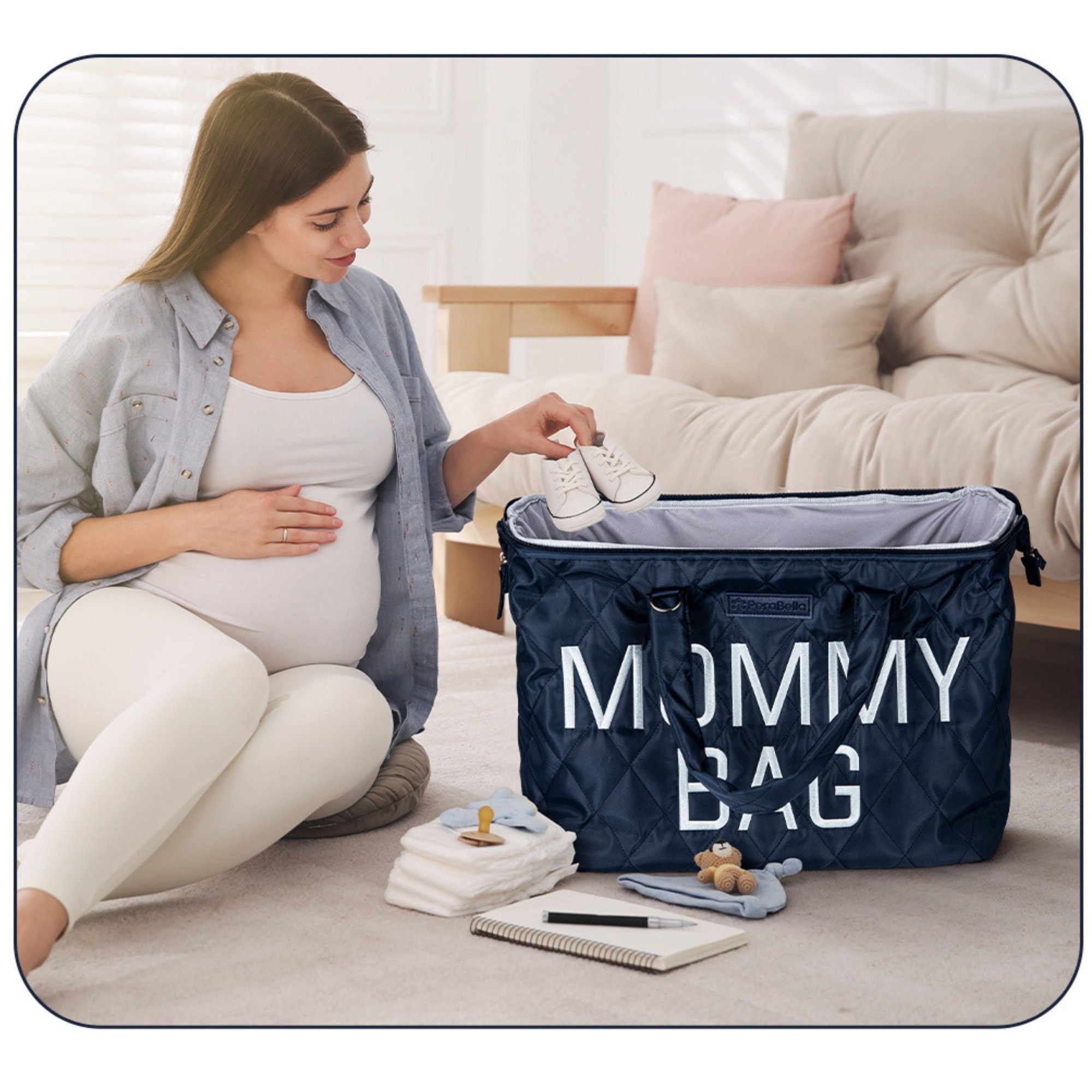 Perabella Mommy Bag for Hospital, Mommy Hospital Bags for Labor and Delivery, Mommy Bag Tote, Maternity Hospital Bag (Pink), Size: XL